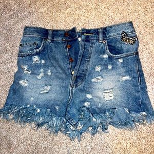 Zara High Waisted Jeans Shorts